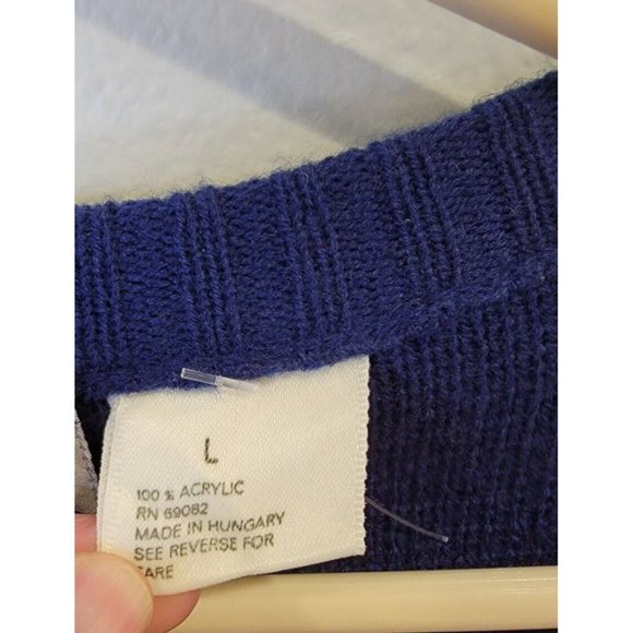 VTG Masterpiece Apparel Large Men's Grandpa Cardigan Blue Fair Isle Sweater - Picture 4 of 5